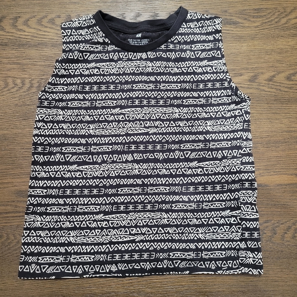 H&M Black and White Boxy Muscle Tee